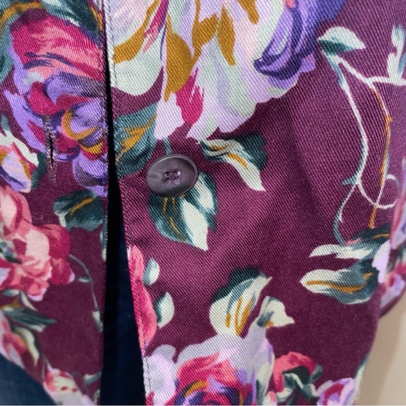 JH Collectibles button down shirt short sleeve notched collar purple floral 10 - Picture 5 of 8